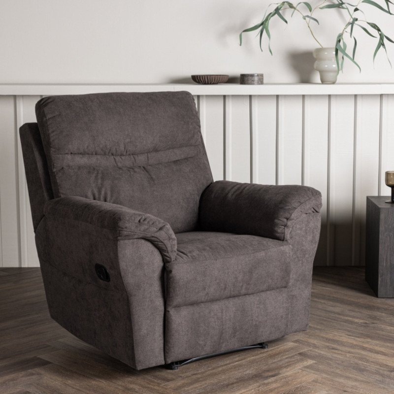 Fauteuil relax moderne en tissu marron TARO