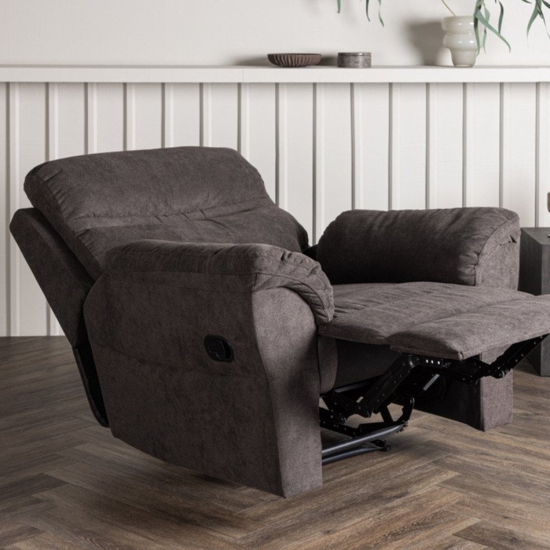 Fauteuil relax moderne en tissu marron TARO