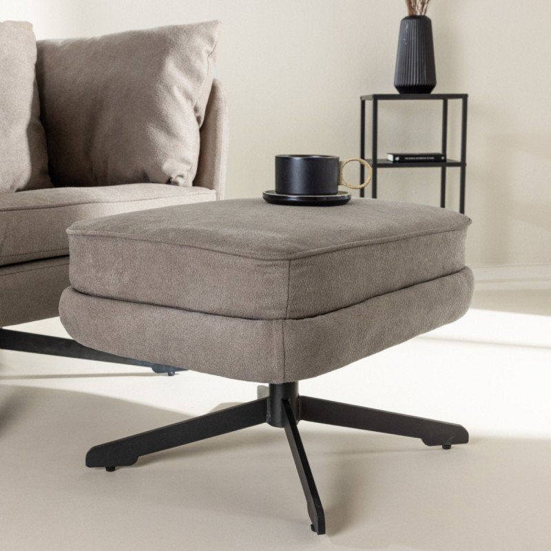 Fauteuil avec repose pieds en tissu gris MADRA