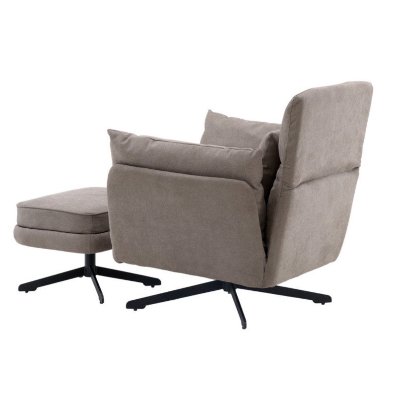 Fauteuil avec repose pieds en tissu gris MADRA