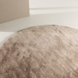 Tapis rond en tissu beige ANCA