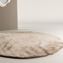 Tapis rond en tissu beige ANCA