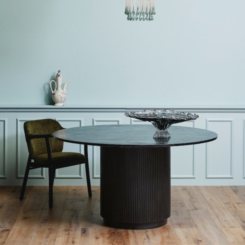 Table à manger ronde 140cm plateau marbre noir QUIZAS