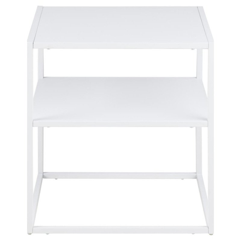 Table d'appoint minimaliste en métal blanc TONDIA