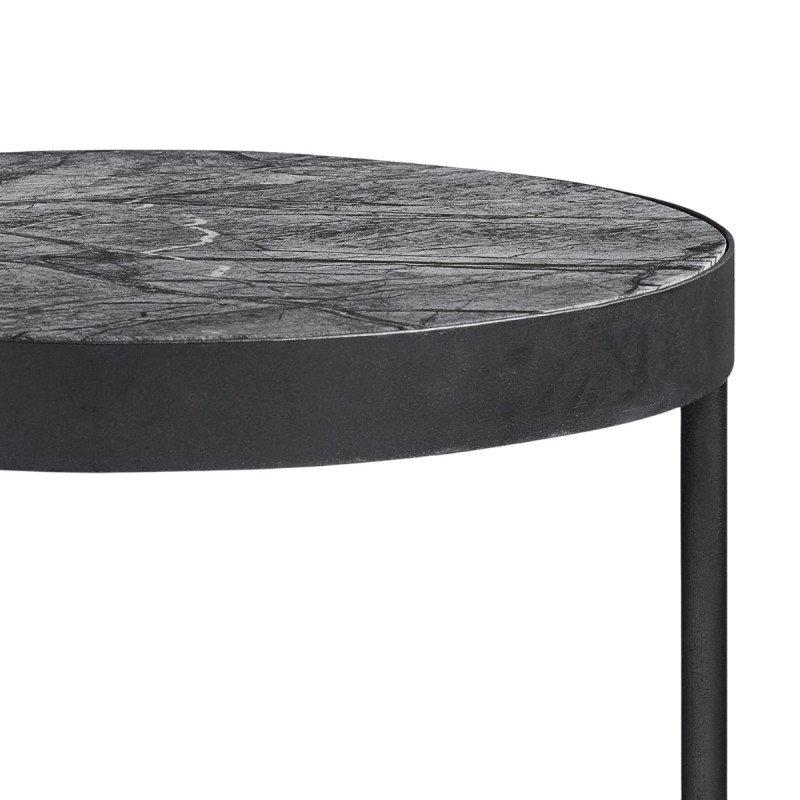 Table d'appoint ronde 50cm marbre noir marque Nordal