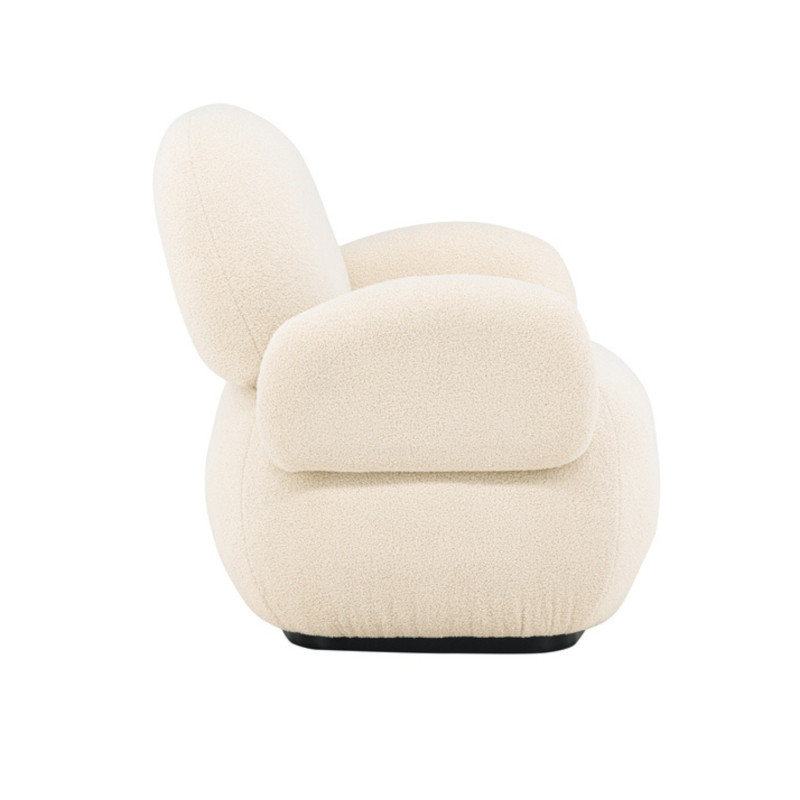 Fauteuil design en tissu bouclé beige SENIA