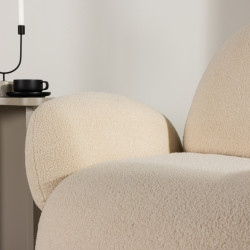 Fauteuil design en tissu bouclé beige SENIA