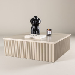 Table basse beige en bois design noir LYTIO