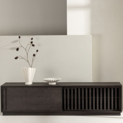 Meuble TV design en bois LURO - Beige, Noir, Marron