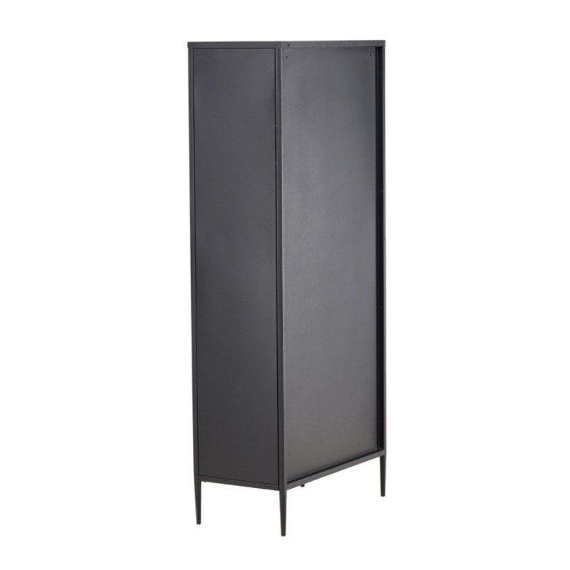 Buffet haut vitré 2 portes 3 tiroirs SARTA - Noir, Gris