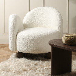 Fauteuil en tissu bouclé face à droite HONOLY