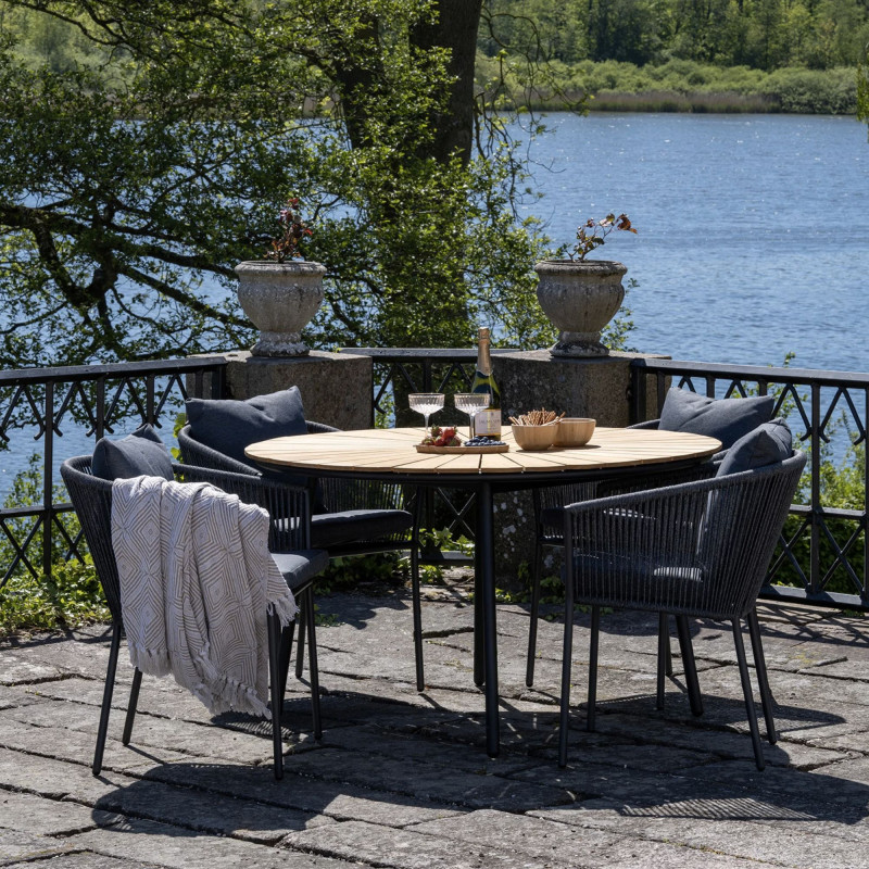 Table de Jardin Ronde 130 cm en Bois de Teck CLEVIA