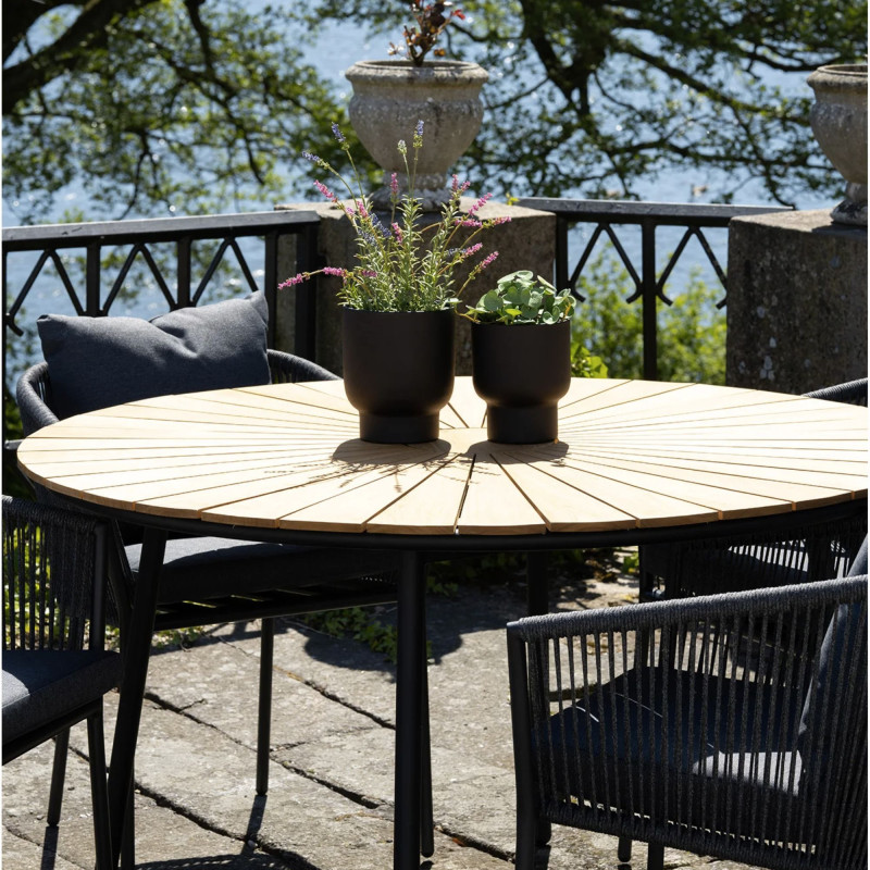 Table de Jardin Ronde 130 cm en Bois de Teck CLEVIA