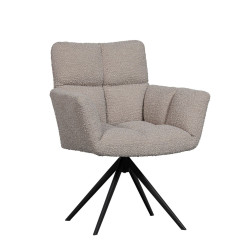 Chaise pivotante beige en tissu bouclé MYA