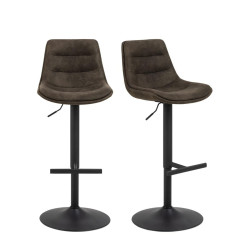 Lot de 2 tabourets de bar hauteur ajustable en tissu marron XELYO