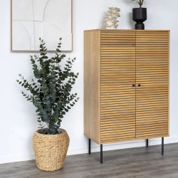 Buffet haut 130x80cm en bois YORK - Rangement Salon et Salle à manger