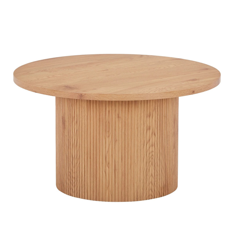 Table basse ronde 80cm en bois CORBY - Meuble de Salon