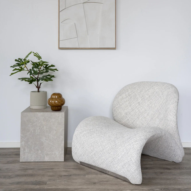 Table d'appoint cube effet marbre beige DERRY - Salon