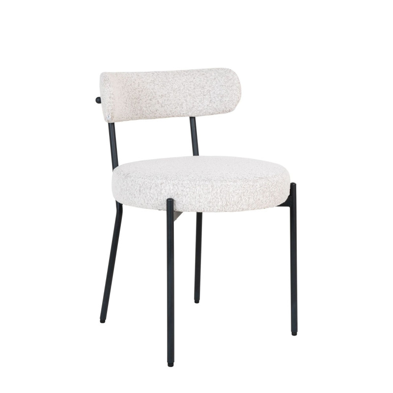 Chaise moderne en tissu bouclé blanc LIMA - Salle à manger