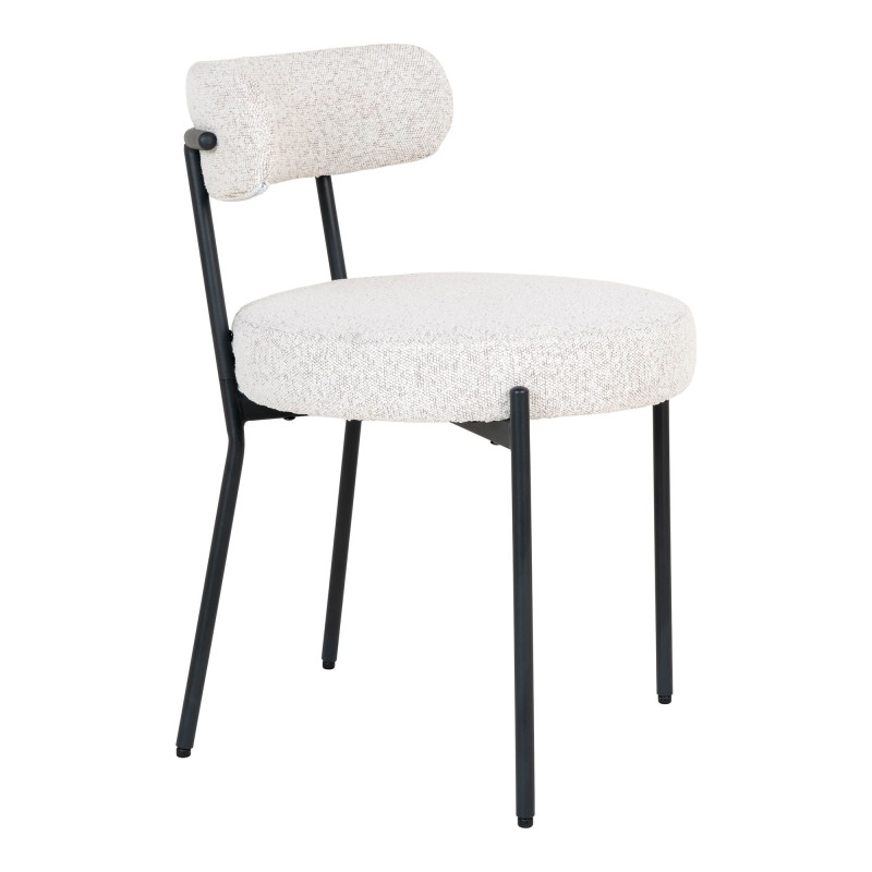 Chaise moderne en tissu bouclé blanc LIMA - Salle à manger