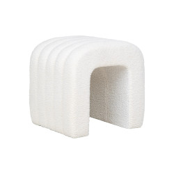 Pouf moderne en tissu bouclé blanc COLMETTE