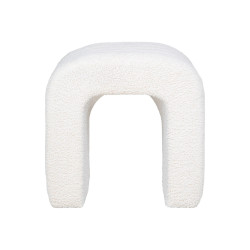 Pouf moderne en tissu bouclé blanc COLMETTE