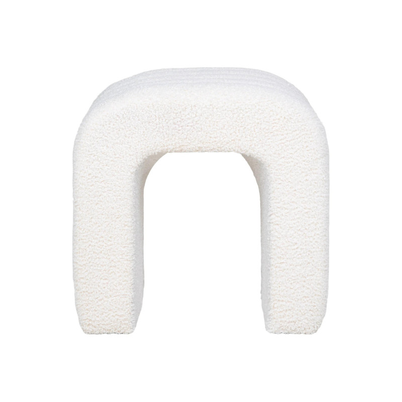 Pouf moderne en tissu bouclé blanc COLMETTE