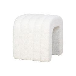 Pouf moderne en tissu bouclé blanc COLMETTE