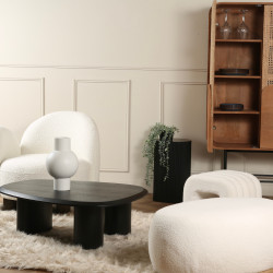 Pouf ovale en tissu blanc POUPIO