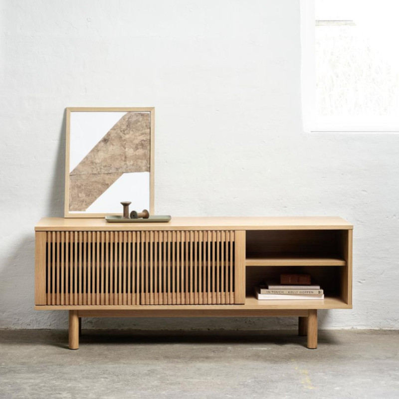 Meuble TV moderne en bois de chêne BERTIO - Rangement Salon