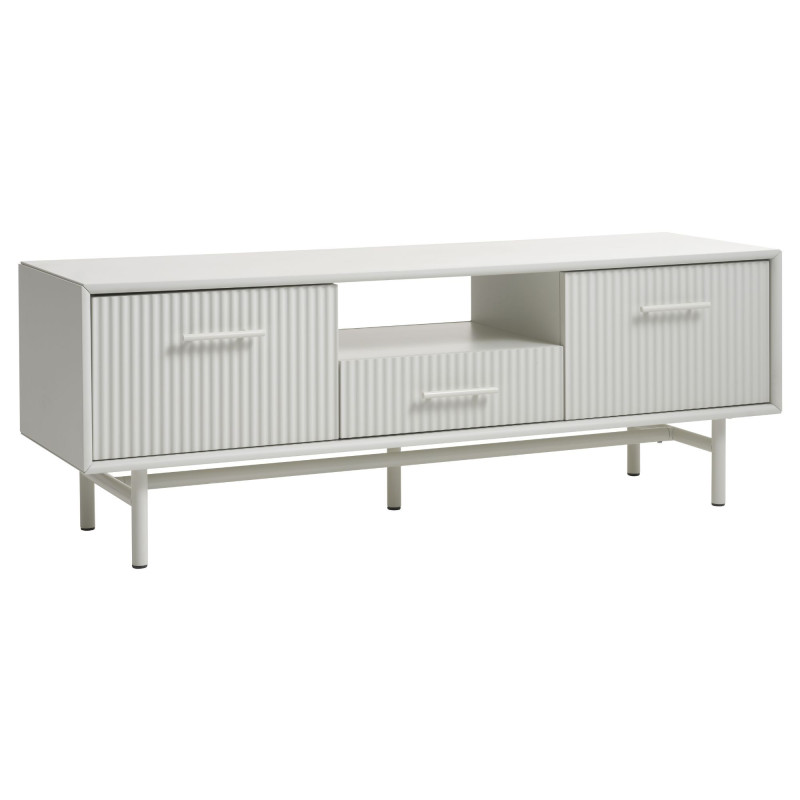 Meuble TV moderne en bois gris PALOZ - Rangement fonctionnel