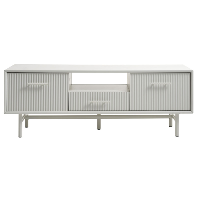 Meuble TV moderne en bois gris PALOZ - Rangement fonctionnel