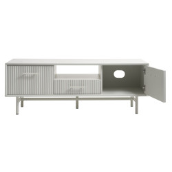 Meuble TV moderne en bois gris PALOZ - Rangement fonctionnel