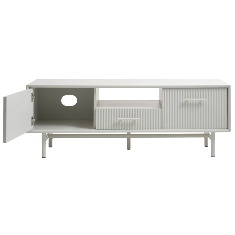 Meuble TV moderne en bois gris PALOZ - Rangement fonctionnel