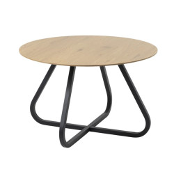 Table à manger ronde 120cm en bois, métal noir EMAYA - Salle à manger