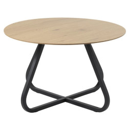 Table à manger ronde 120cm en bois, métal noir EMAYA - Salle à manger