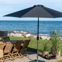 Parasol rond inclinable 3 mètres en métal et tissu HOUSTO - Jardin