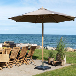 Parasol rond inclinable 3 mètres en bois et tissu HOUSTO - Jardin