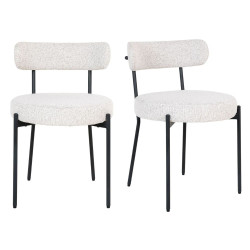 Chaise moderne en tissu bouclé blanc LIMA - Salle à manger