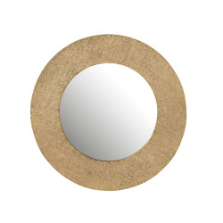 Miroir rond or effet jute 70cm ANZIO - Décoration Murale