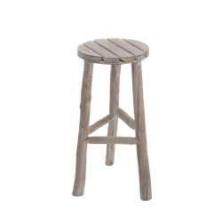 Tabouret bas moderne rond en bois SAVONE - Assise Rustique