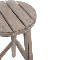 Tabouret bas moderne rond en bois SAVONE - Assise Rustique