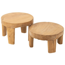 Lot de 2 tables rondes en teck TELDE - Intérieur Design