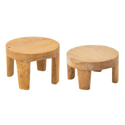 Lot de 2 tables rondes en teck TELDE - Intérieur Design