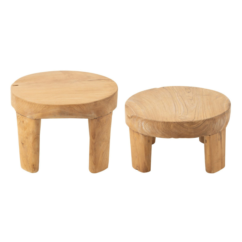 Lot de 2 tables rondes en teck TELDE - Intérieur Design