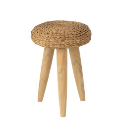 Tabouret bas en teck VIZOO - Assise Bohème et Élégant