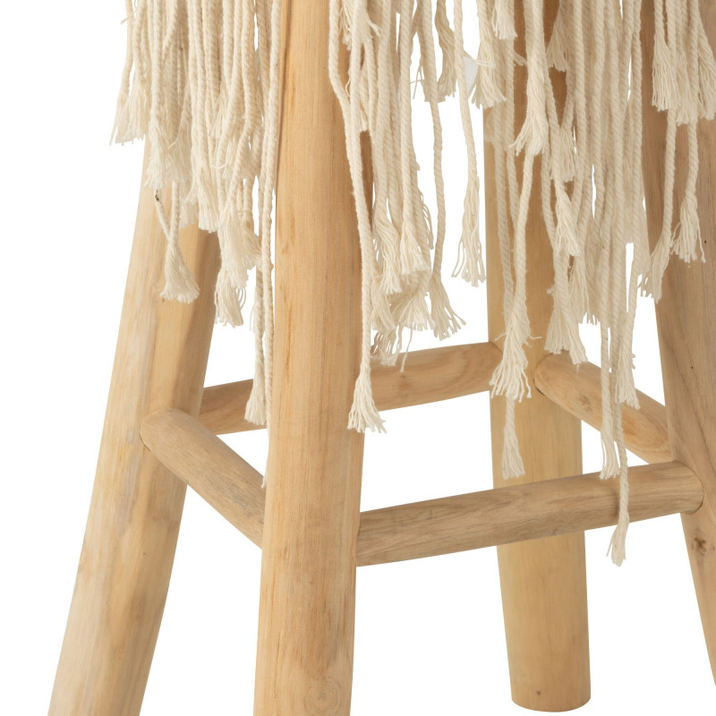 Tabouret en bois et macramé VILLA - Bohème Chic