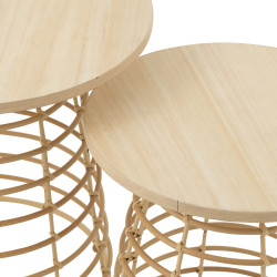 Set de 2 tables d'appoints en bois beige BILLA - Bohème Chic