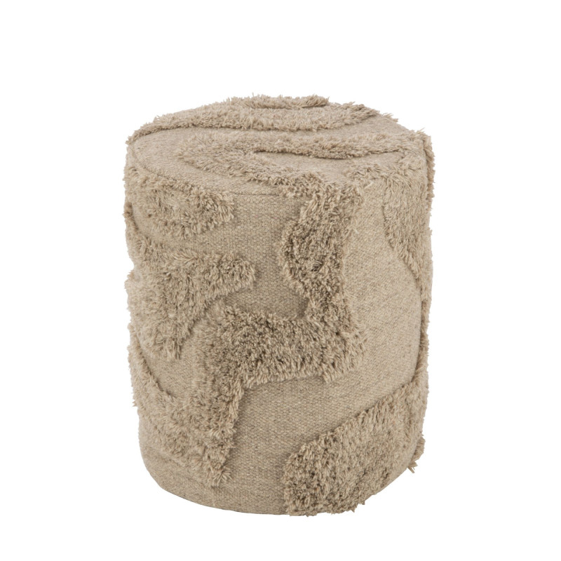 Pouf relief en tissu taupe OYAN - Assise Confort