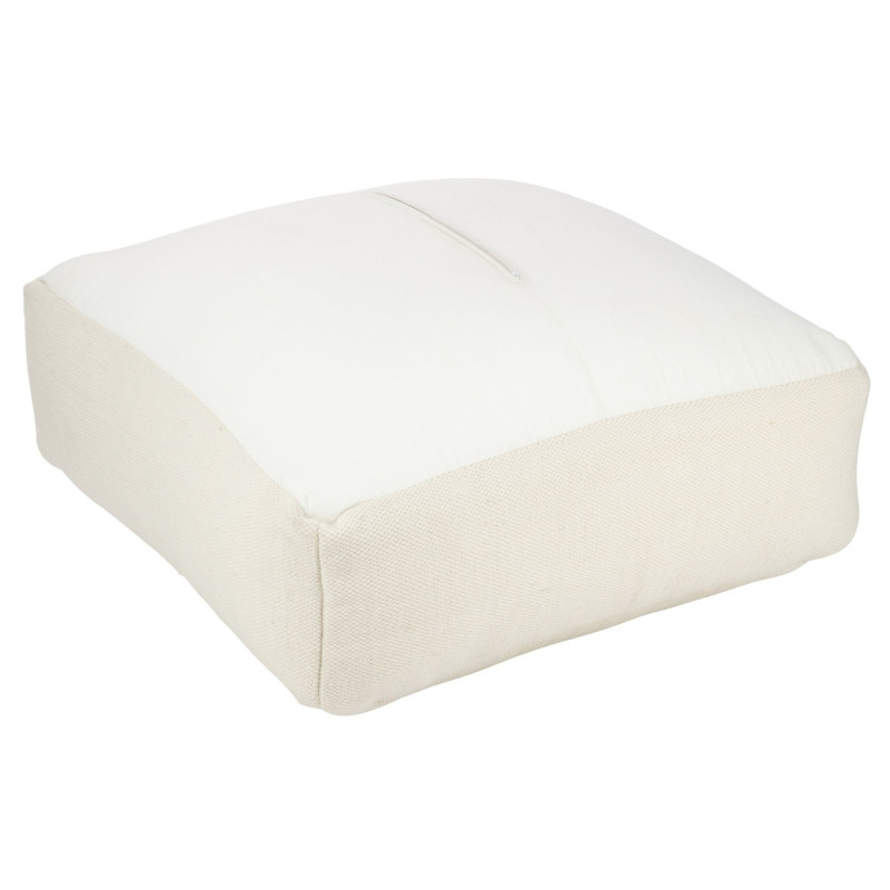 Pouf carré en tissu crème FYMOU - Confort et Élégance